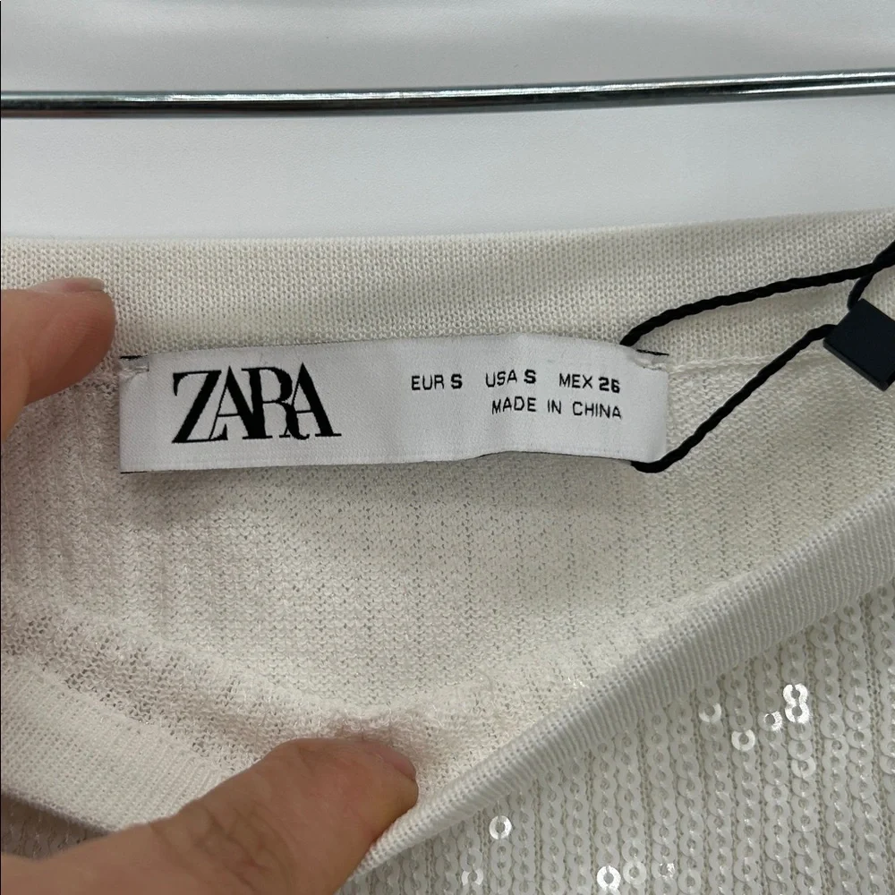 New Zara Women’s White Sequin Skirt Size Small Limited Edition - Picture 2 of 9